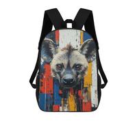 sinyumoney Hyena Portrait with Abstract Background 3D Printed 17 Inch School Backpack Children's Backpacks 3D Printed Cool Knapsack for Boys Elementary And Middle