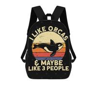 sinyumoney I Like Orcas And Maybe Rucksack Fashion Stationery Backpack Waterproof Casual Daypacks for Teenage Girls Boys Women Men 17inch
