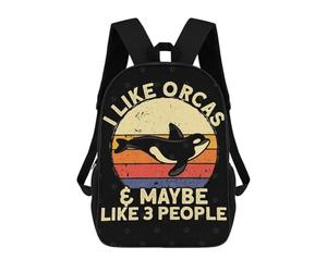 sinyumoney I Like Orcas And Maybe Rucksack Fashion Stationery Backpack Waterproof Casual Daypacks for Teenage Girls Boys Women Men 17inch