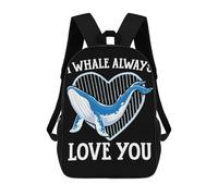 sinyumoney I Whale Always Love You Backpack School Bag High Secondary School Bags Casual Backpack for Campus Outdoor Travel Sports 17inch