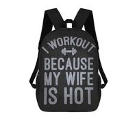 sinyumoney I Workout Because My Wife Is Hot - Funny Husband Gym Motivation 3D Printed Children's 17 Inch Backpacks 3D Printed Casual School Bag for Boys Elementary And Middle