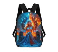 sinyumoney Ice And Fire Queen Children's Backpack, 17 Inch 3D Printed School Backpack, Backpack Cartoon Adjustable School Bag for Primary School