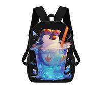 sinyumoney Ice Cold Penguin Drink School Backpack Water Resistant Travel Backpack Computer Bag for School/Work/Travel 17inch