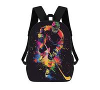 sinyumoney Ice Hockey Player in Action School Backpack Daypacks Business Backpack Water Resistant Bookbag for Men/Women 17inch