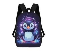 sinyumoney Ice Penguin Headphones Kids' Backpack 3D Printing School Bag Boys Cool Daypacks Casual Knapsack Fun Back Bag for Kids And Teenager 17inch
