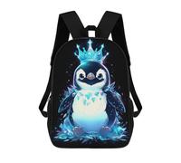 sinyumoney Ice Penguin King School Bags Water Resistant Travel Backpack Computer Bag for School/Work/Travel 17inch