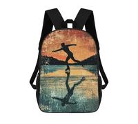 sinyumoney Ice Skating Silhouette Backpacks Kids School Backpack School Bag 3D Printed School Bag for Boys Elementary And Middle School Students 17inch