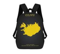 sinyumoney Iceland Map Backpack School Backpack Kids School Bag Large Capacity Kids Backpack for School Rucksack 3D Book Bag Gifts for Kids 17inch