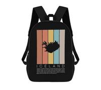 sinyumoney Iceland Map Backpacks, Kids Backpack Student School Bag 3D Printed Travel Backpacks Fashion Accessory Backpack Children Waterproof School Bags 17inch