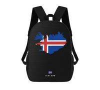 sinyumoney Iceland Map with Flag Rucksacks 3D Printed Children Backpacks Fashion Casual Daypack Cute Travel Bags Outdoor Casual Daypack for Boy And Girl 17inch