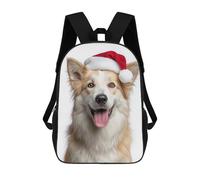 sinyumoney Icelandic Sheepdog with Santa Hat School Backpack Travel College Rucksack Backpacks for Campus Outdoor Travel Sports 17inch
