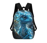 sinyumoney Icy Blue Baby Dragon Backpack, Children's Backpack, Student School Bag Bookbag Rucksack, 3D Printed School Bag for Boys Girls 17inch