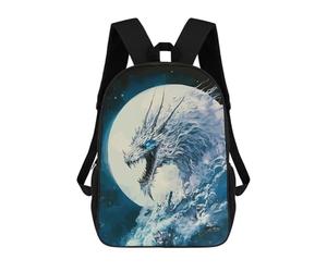 sinyumoney Icy Dragon Moon Digital Art Backpack School Bag Lightweight Airport College Students Back Pack for Men/Women 17inch