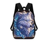 sinyumoney Icy Wolf Portrait with Golden Accents Backpack School Lightweight Casual Daypack School Backpacks for School/Work/Travel 17inch
