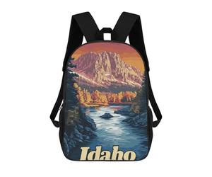 sinyumoney Idaho Mountain River 3D Printed Children's School Backpack for Kids High Capacity Travel Rucksacks Book Bags Kids School Bag Back Pack 17inch