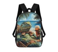 sinyumoney Iguana Beach Chill Backpack School Bag High Secondary School Bags Casual Backpack for Campus Outdoor Travel Sports 17inch