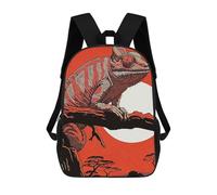 sinyumoney Iguana Forest Children's Backpack, 3D Printed School Backpack, Backpack for Boys Girls, Adjustable School Bag for Primary School 17inch