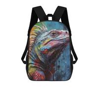 sinyumoney Iguana Painting Backpack, Children's Backpack, Student School Bag Bookbag Rucksack, 3D Printed School Bag for Boys Girls 17inch