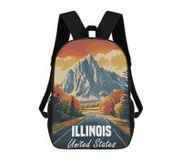 sinyumoney Illinois Mountain Road Backpack School Bag Rucksack for Girls Boys Backpacks Large Capacity Kids Back Pack Lightweight School Bags for Children Students 17inch