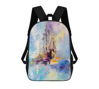sinyumoney Illusive Boats 3D Printed Children's 17 Inch Backpacks 3D Printed Casual School Bag for Boys Elementary And Middle