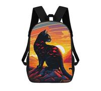 sinyumoney Illustration of A Cat Backpack 3D Printed Children's School Backpack for Kids High Capacity Travel Rucksacks Book Bags Kids School Bag Back Pack 17inch
