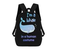 sinyumoney Im A Whale in A Human Backpacks Kids School Backpack School Bag 3D Printed School Bag for Boys Elementary And Middle School Students 17inch