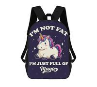 sinyumoney Im Not Fat, Im Magic Unicorn 3D Printed 17inch School Bag Children's School Backpack Travel Backpacks Casual Fashion Bag for Kids School Students
