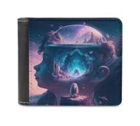 sinyumoney Imagined World Within 3D Print Men's Wallet Bills Credit Cards Leather RFID Wallets Craftsmanship Gifts 11.7cm*9.5cm