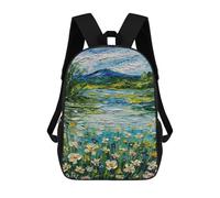 sinyumoney Impasto Landscape with Flowers And Mountain School Bags Lightweight Airport College Students Back Pack for School/Work/Travel 17inch