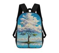 sinyumoney Impasto Tree Painting on Island School Backpack for Girls Backpack Water Repellent Casual Daypack Lightweight Rucksack Boy Girl School Backpack 17inch