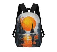 sinyumoney Impression Sunrise Contemporary Reimagining in Expressionist Style Kids Backpack Girls 3D School Bags, Children's Rucksack Toddler Schoolbag,Casual Daypacks Fashion Bookbag Bag 17inch