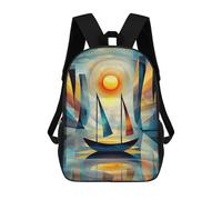 sinyumoney Impression Sunrise - Cubist Minimalist Masterpiece Inspired by Monet Kids' Backpack 3D Printing School Bag Boys Cool Daypacks Casual Knapsack Fun Back Bag for Kids And Teenager 17inch