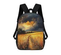 sinyumoney Impressionist Inspired Storm Over Golden Fields Backpacks 3D Printed Kids School Backpack Outdoor Casual Daypack Fashion Casual Children Backpacks Cute Travel Bags 17inch