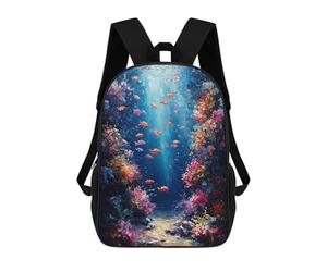sinyumoney Impressionist Inspired Underwater Paradise Backpack School Rucksack Casual Daypacks School Work Travel Bag for Girl, Teen Girls 17inch