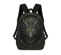 sinyumoney Infernal Dragon Head - Gothic Demon Beast Poster Children's Backpack, 17 Inch 3D Printed School Backpack, Backpack Cartoon Adjustable School Bag for Primary School