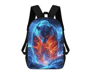 sinyumoney Infernal Winter - The Neon Bear Awakens Backpack School Backpack Kids School Bag Large Capacity Kids Backpack for School Rucksack 3D Book Bag Gifts for Kids 17inch