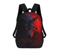 sinyumoney Inferno Eyes of The Wolf Kids School Backpack School Bag 3D Printed School Bag for Boys Elementary And Middle School Students 17inch