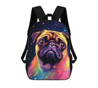 sinyumoney Inspirational Space Pug School Backpack Daypacks Business Backpack Water Resistant Bookbag for Men/Women 17inch
