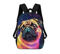 sinyumoney Inspiring Pug Pixel Art Children's School Backpack 3D Printed for Kids Travel Rucksacks Book Bags Kids School Bag 17inch