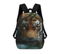 sinyumoney Intense Tiger Gaze in Jungle Kids Backpack 17 Inch School Bag 3D Printed Cartoon School Backpacks for Boys And Teenager School Students