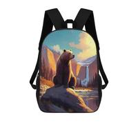 sinyumoney Into The Wild Bear King 3D Printed Children's School Backpack for Kids High Capacity Travel Rucksacks Book Bags Kids School Bag Back Pack 17inch