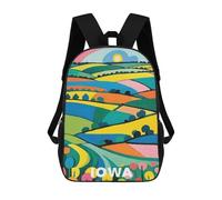 sinyumoney Iowa Print Travel Poster School Backpack Lightweight Airport College Students Back Pack for Boys/Girls/Teenagers 17inch