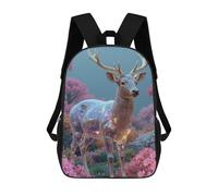 sinyumoney Iridescent Deer in Floral Landscape School Backpack 3D Printed Children's 17inch Backpacks Bag Bookbag for Kids Boy Girl Book Bags Kids School Bag Travel Rucksacks