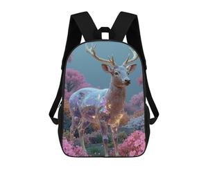 sinyumoney Iridescent Deer in Floral Landscape School Backpack 3D Printed Children's 17inch Backpacks Bag Bookbag for Kids Boy Girl Book Bags Kids School Bag Travel Rucksacks
