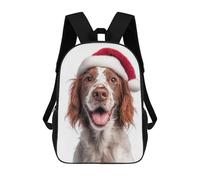 sinyumoney Irish Red And White Setter Dog with Santa Hat Portrait Children's Backpacks School Backpack 3D Printed Backpack for Kids Travel Rucksacks Book Bags Kids School Bag 17inch