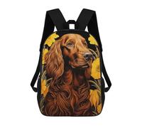 sinyumoney Irish Setter with Yellow Flowers Backpack School Bag High Secondary School Bags Casual Backpack for Campus Outdoor Travel Sports 17inch