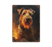 sinyumoney Irish Terrier Portrait Iron Water Proof Wall Art Decoration for Workshop Train Room Bar Kitchen Decor 15.7"x11.8"