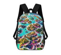 sinyumoney Island Archipelago in Vibrant Colors School Backpack High Secondary School Bags Casual Backpack for Girls Boys Teenage 17inch