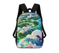sinyumoney Island in The Sky -2 Backpack Kids School Bag Boys Cartoon 3D Print Students Schoolbag Laptop Daypack for Boys Girls 17inch