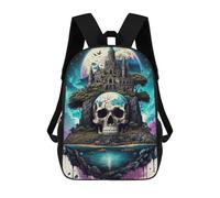 sinyumoney Island of The Skull Castle Kids School Backpack 3D Printed Backpacks Fashion School Bag Rucksacks for Boys Elementary And Middle School Students 17inch